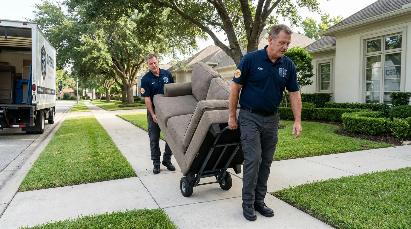 Local residential moving crew loading furniture in Osceola, WI